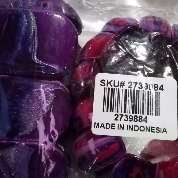 Purple and Pink Wooden Bracelets x2 - Picture 3 of 5